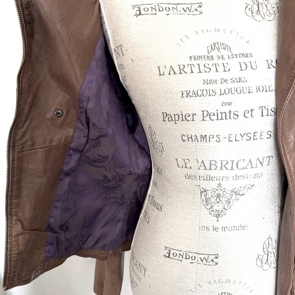DANIER Women’s Size XS Genuine Leather Cognac/Brown Biker Jacket - Picture 13 of 15